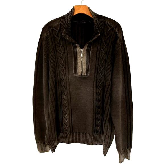 Nanibon Men's Quarter Zip Sweater Cable Italy Premium 100% Virgin Wool - Picture 1 of 8